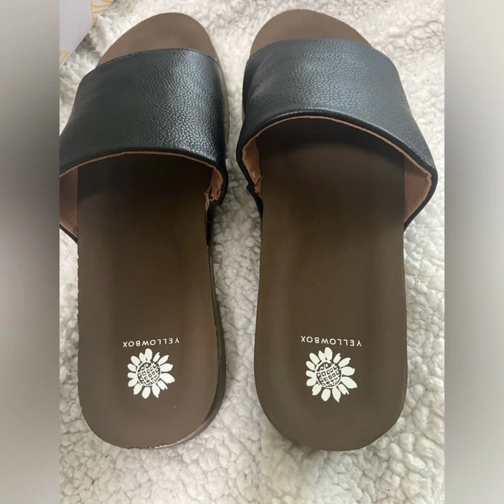 Yellow Box Black Slide Sandals for Women - Picture 4 of 6